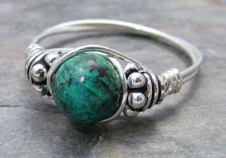   Bali Sterling Silver Wire Wrapped Bead Ring ANY size  