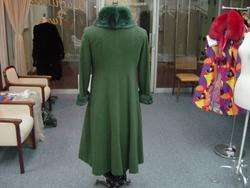 Cashmere Wool MINK Forest Green Fitted Swing Coat $3900  