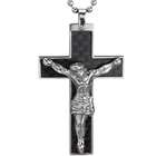 Dahlia Stainless Steel Black Carbon Fiber Crucifix Cross with Jesus 