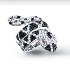  2.70CT Black Diamond Snake Ring in 14K White Gold Jewelry