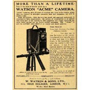 1918 Ad Vintage W. Watson Acme Camera Stand British   Original Print 