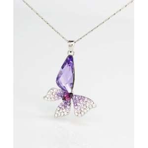  Stylized Butterfly with Swarovski Wing Crystal Necklace 