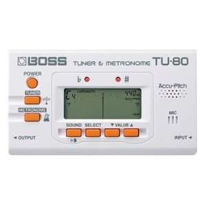  Boss TU 80 Chromatic Tuner & Metronome in White Musical 