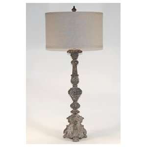Aidan Gray Distressed Finish Luxembourg Carved Column Table Lamp