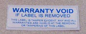 250 WARRANTY VOID LABELS  BLUE chrome tamper stickers  