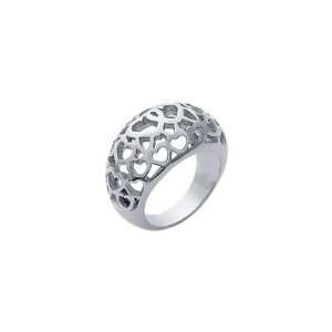    Ladies Stainless Steel Heart Pattern Filigree Dome Ring: Jewelry