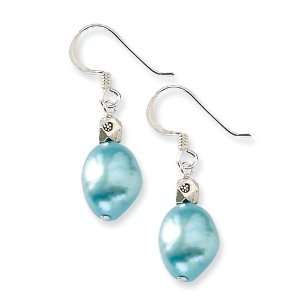   Sterling Silver Light Blue Freshwater Cultured Pearl Earrings: Jewelry