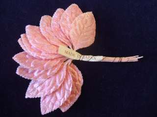 Vintage Millinery Flower 1Dozen Velvet Leaf Pink 2 G  