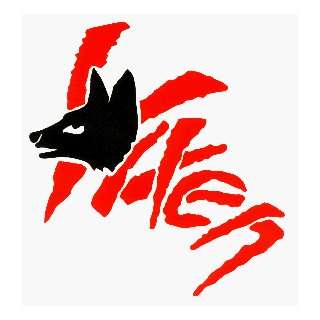 Vixen   Logo in Red with Black Wolf Head on Clear   Reverse Reading 