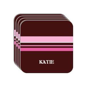 Personal Name Gift   KATIE Set of 4 Mini Mousepad Coasters (pink 