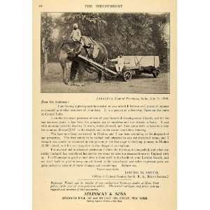  1909 Ad Steinway Elephant Cart Louise Smith Piano India 