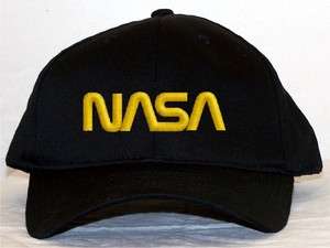 Nasa   Yellow Worm Logo Embroidered Baseball Cap  