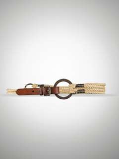 Tri Strap Leather & Jute Belt   Ralph Lauren Belts   RalphLauren