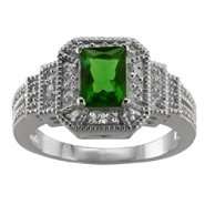 Lab Created Emerald and Cubic Zirconia Ring 