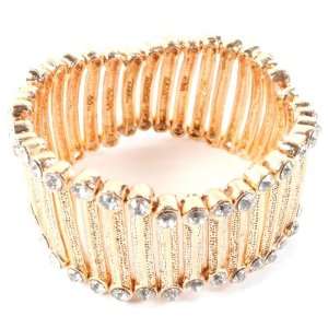  Ladies Gold Adjustable Stretch Plain Bracelet with 