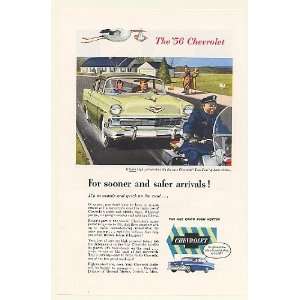  1956 Chevy Two Ten 4 Door Sedan Police Motorcycle Print Ad 