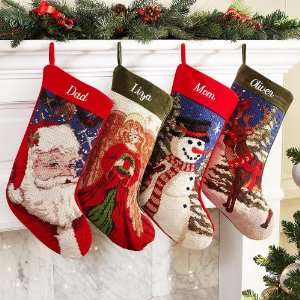 Personalized Vintage Handcrafted Needlepoint Stockings  