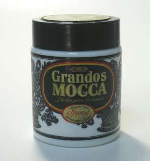OLD COFFEE MOCCA GRANDOS OPAL GLASS CANISTER JAR  