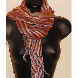  Hand Painted Cotton Scarf w/ Shiny Design 
