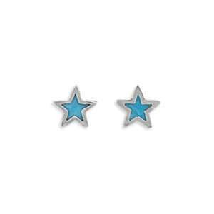  Star Stud Earrings Light Blue Sterling Silver Jewelry