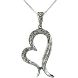  18 in. Thin Box Chain & 1 1/4 in. (32mm) tall Swirl Heart Cut Out 