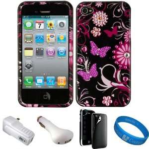 Butterfly Crystal Hard Case Cover with Rhinestone Adornment for Apple 