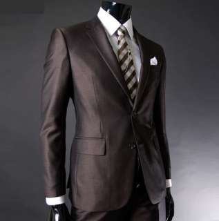 MT195 Luxuary Slim Fit 2 Button Dress Suit Brown  