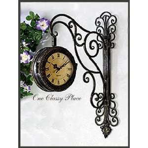   : 20\ Double Sided Metal Railway Train Station Clock: Home & Kitchen