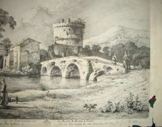 1780 ITALY ROME TIVOLI RARE VIEW Jean Jacques Boissieu  