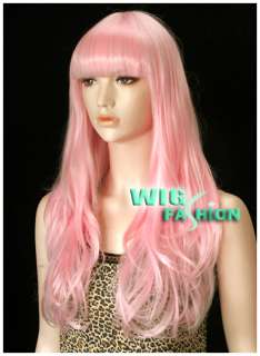 New Fashion Long 21 in. Light Pink Hair Wig NB29  