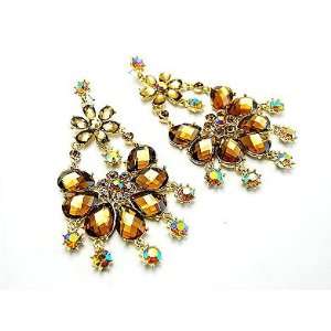   Dangle Flower Crystal Fashion Earrings Brown: Everything Else