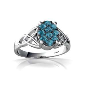    14K White Gold Blue Diamond Celtic Trinity Ring Size 5 Jewelry