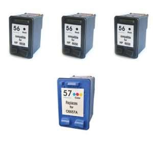  4 Pack 3 HP 56 & 1 HP 57 compatible ink cartridges Office 