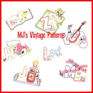 Vintage Embroidery Pattern ~ Childs Alphabet Book  