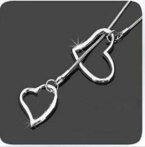 Double love heart snake bone chain Necklace  