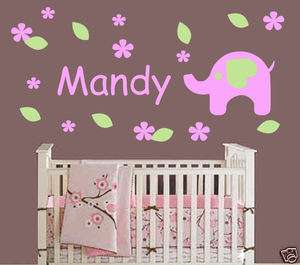 Elephant Wall Decal Baby Nursery Decor Personalized Great for Gift 