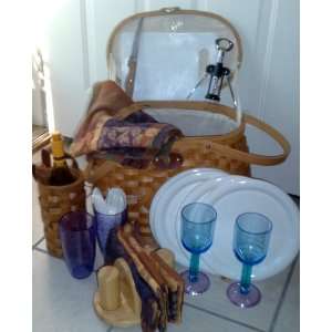  X LG Picnic Wine Basket for Four 