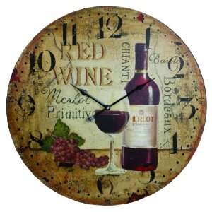 23 Antique Looking Red Wine Wall Clock