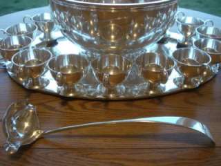   *STERLING SILVER**PUNCH SET*12 CUPS*BOWL*LADLE*TRAY*12.76 BLS*  