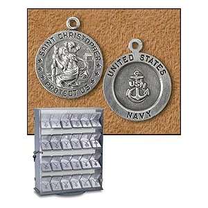  Medal (Pendant Charm) Small Round Military Navy Patron Saint 