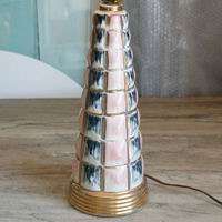 Vintage Ceramic Table Lamp & 2 Tier Fiberglass Shade  