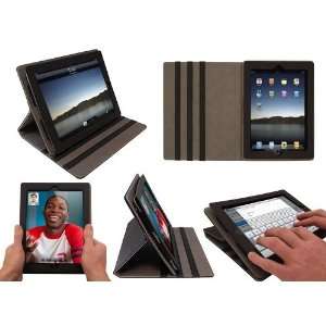   iPad 2 Luxury Black Leather Case   With Sleep Sensor Support