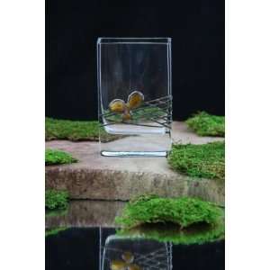  Gift Idea Art Crystal Glass Decorative Amber & Tin Vase 