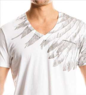 Armani Exchange Wings V Neck T Shirt White NWT  