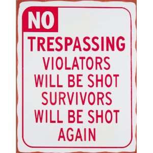    Metal Sign   No Trespassing Violators Will Be Shot Automotive
