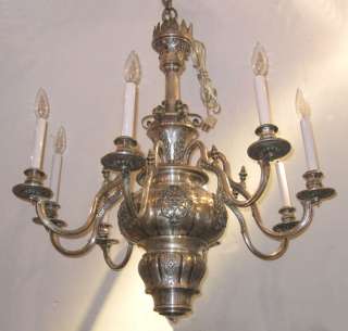 Antique EF Caldwell Silvered Metal Classical Chandelier  