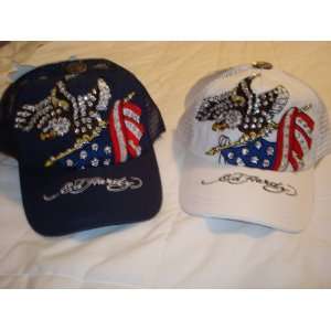  Ed Hardy Hat/ Cap Eagle and Flag and Rhinestones NEW 