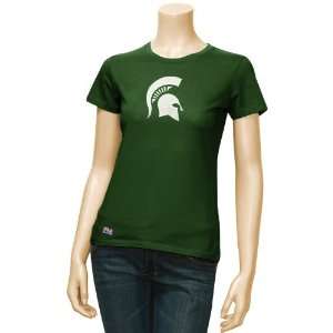  Michigan State Spartans Green Ladies Team Logo T shirt 