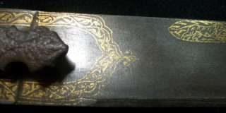  Beautiful Gold Inlaid Indo Persian Sikh Tulwar Shamshir Sword  