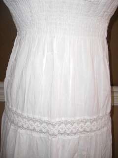 Speed Control White Lace Long Plunge V Neck Cotton Smocked Lined Sexy 